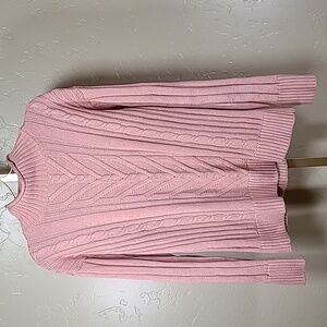 J. Crew Pink Cable Knit Turtleneck Sweater 100% Cotton